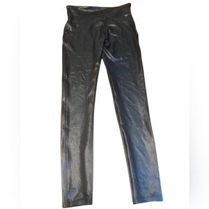 Spanx Leggings Black Metallic Sparkle Full Length Elastic Waist Slim Medium